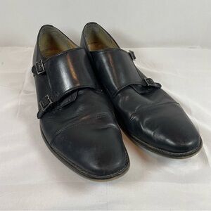 Florsheim Black Leather Double Monk Strap Slip-On